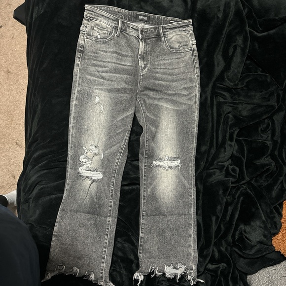 David buffalo grey semi hi straight leg distressed jeans - Picture 1 of 3